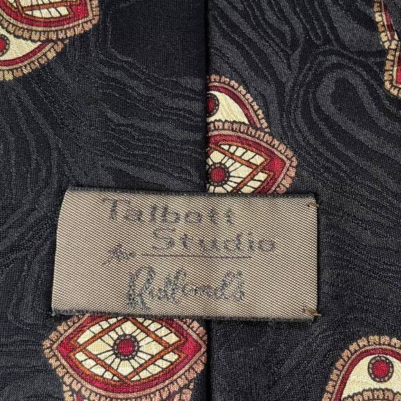 Robert Talbott Studio Silk Tie Hand Sewn Black Red Cream Geometric Rutland's - Picture 7 of 11